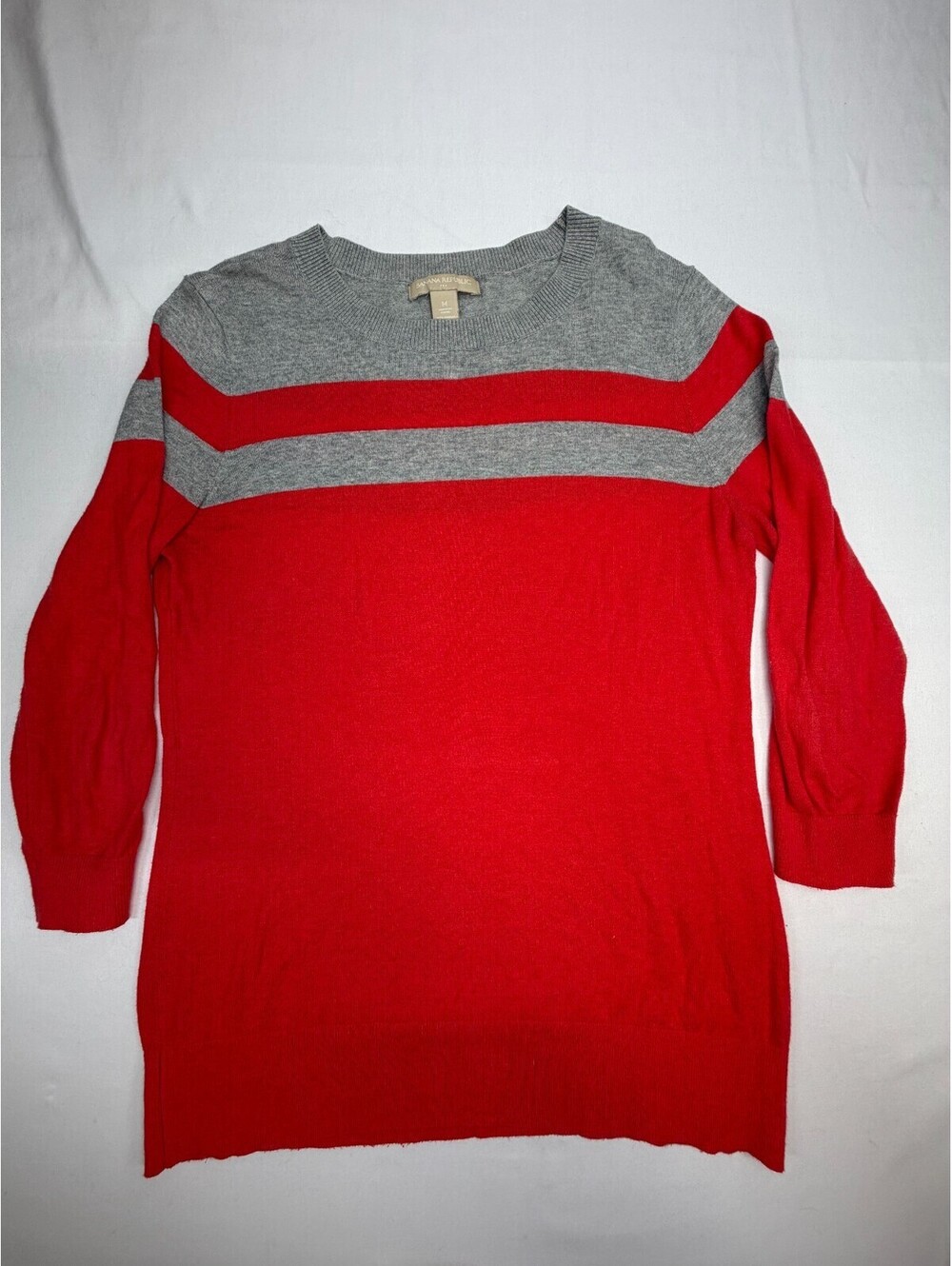 Banana Republic Women's Sweater Pullover Crew Neck Colorblock Size M Red Gray